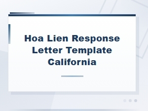 California Hoa Lien Response Letter Template